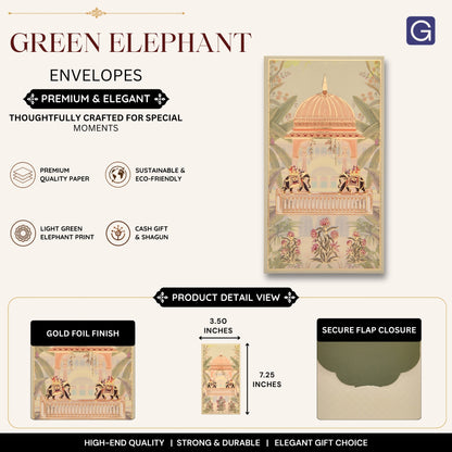 Light Green Mughal Dome Elephant Envelope