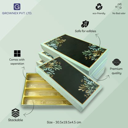 1 Kg Green Leaf 4 Line Premium Sweet Gift Packaging Box | Grownex Packaging | Sweet Box