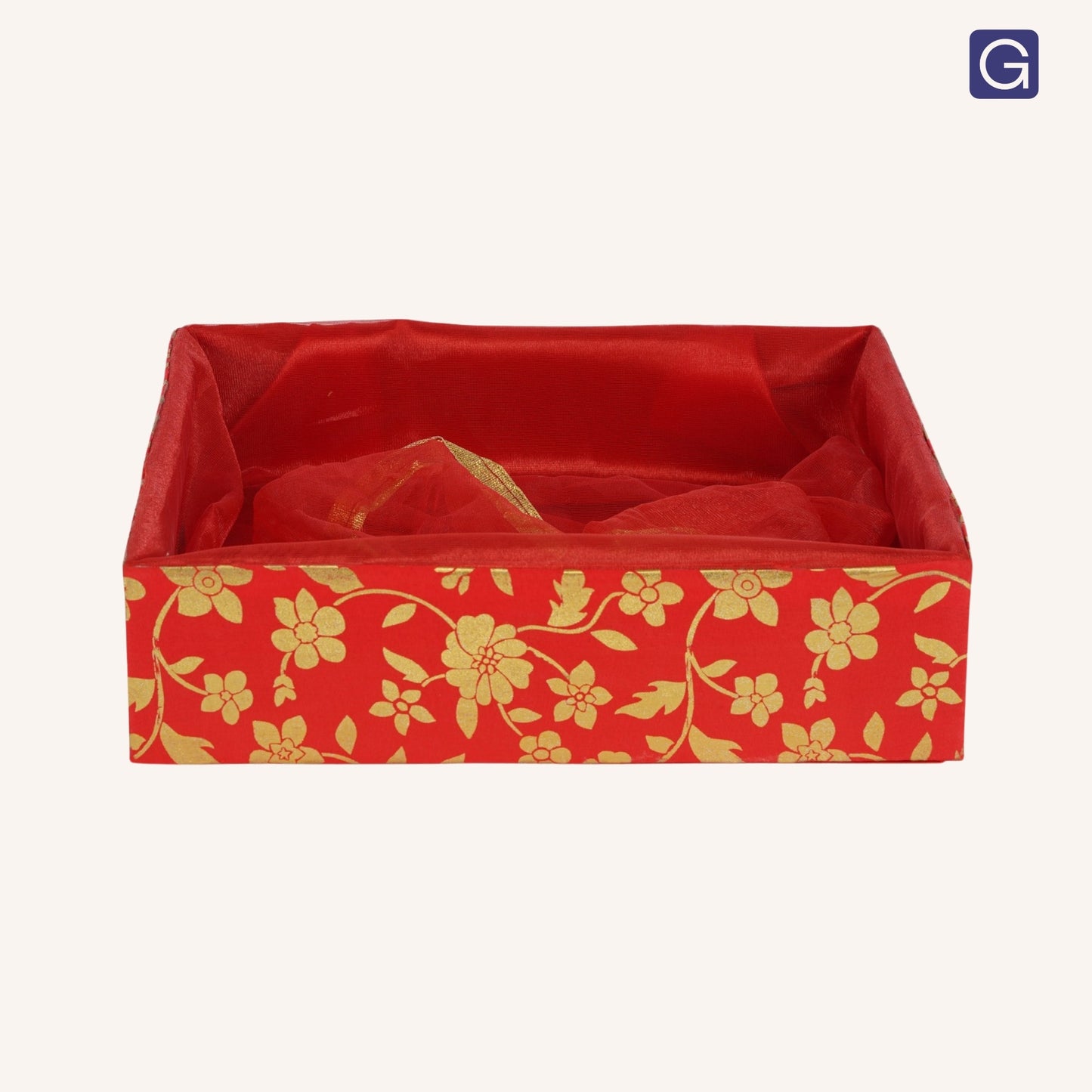 Floral Print Red Gift Hamper Basket | Decorative Basket for Festive Gifting