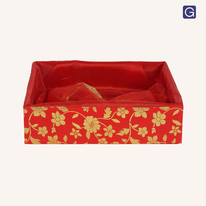 Floral Print Red Gift Hamper Basket | Decorative Basket for Festive Gifting