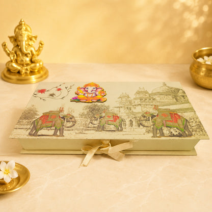 Royal Heritage Ganesha Gift Box | Elephant Procession & Palace Design Premium Sweet