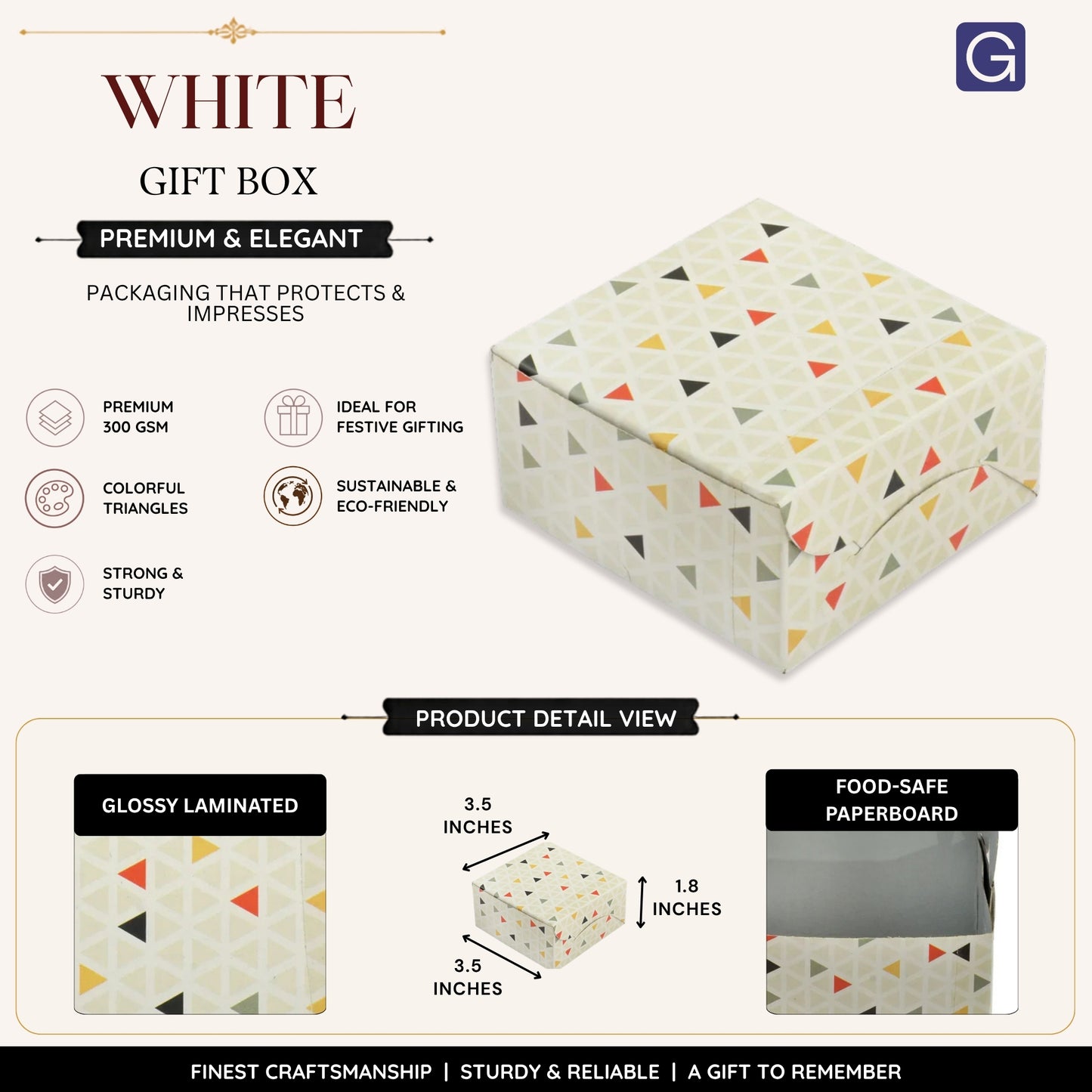 Multipurpose White Folding Box | Premium Geometric Print Gift Box
