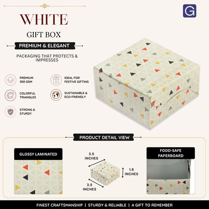 Multipurpose White Folding Box | Premium Geometric Print Gift Box