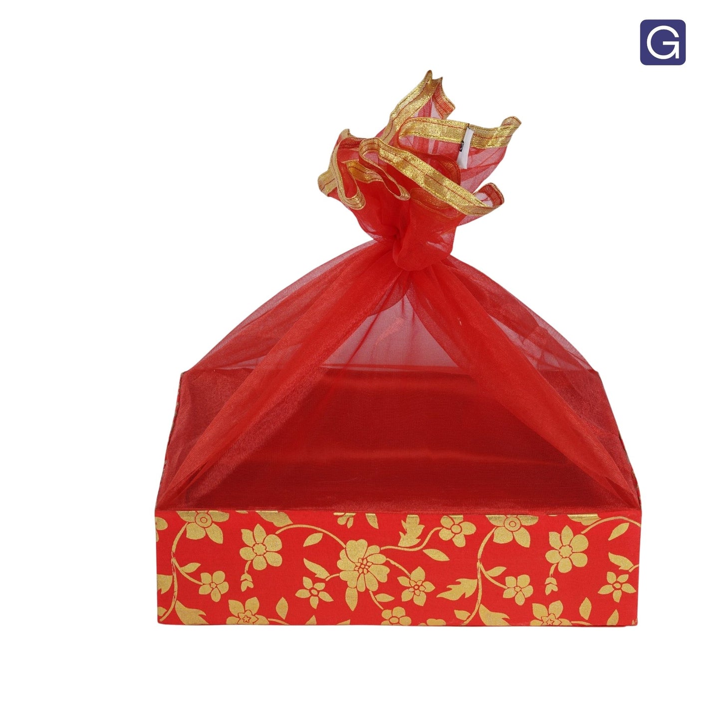 Floral Print Red Gift Hamper Basket | Decorative Basket for Festive Gifting