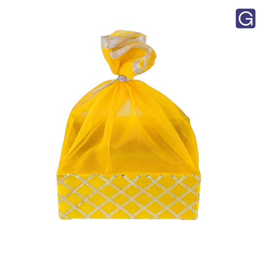Square Lace Yellow Gift Basket  | Festive & Return Gift Packaging