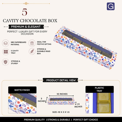 Floral Blue 5 Cavity Folding Chocolate Box