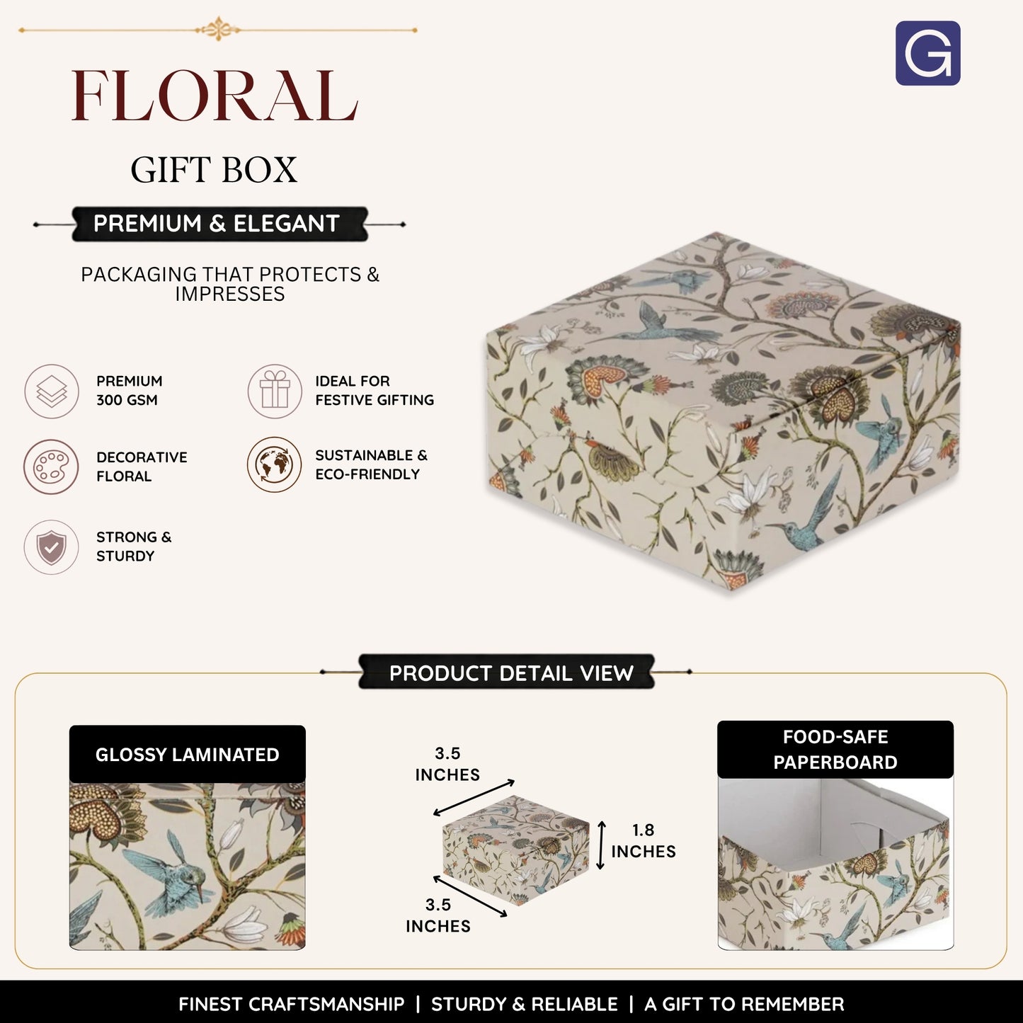 Decorative Floral Folding Box | Premium Laddoo & Gift Packaging Box