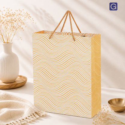 Golden Zebra Print Paper Bag 10.5x4x12.5 Inch | Luxury Boutique & Festive Packaging