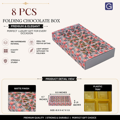 Floral Grey 8 Cavity Folding Chocolate Box