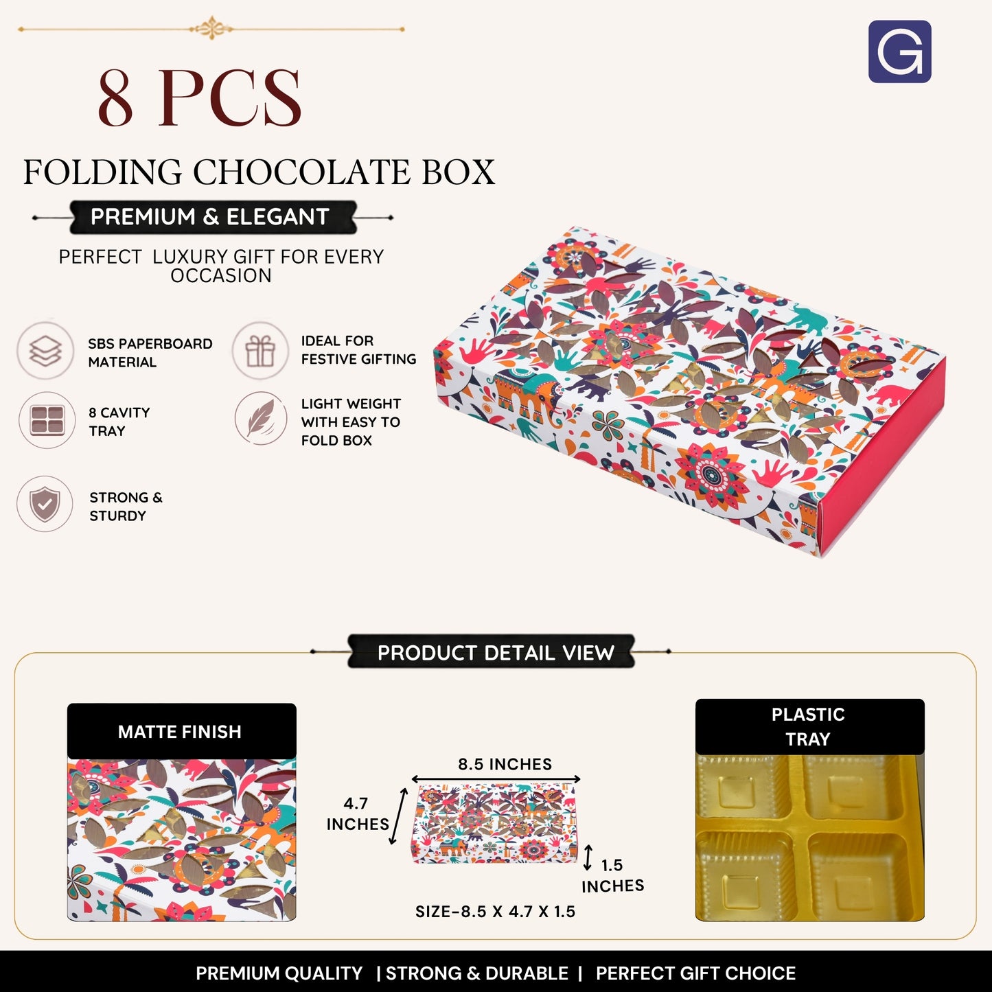 Floral Red 8 Cavity Folding Chocolate Box