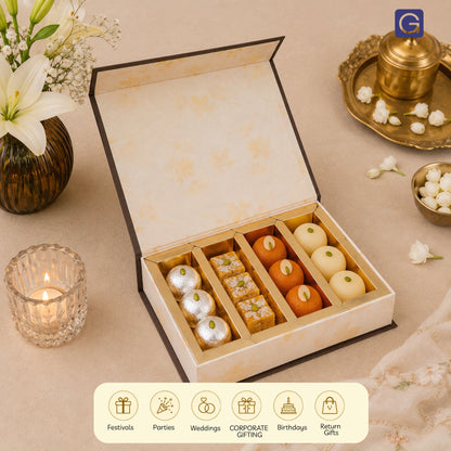 Brown Foil Magnetic File Box | 500gm Premium Mithai Gift Packaging Box