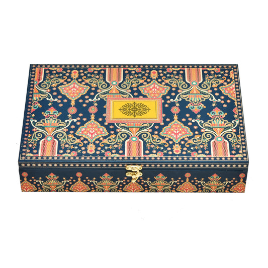 Blue Floral Regal Wooden Box | Grownex Packaging | wooden box