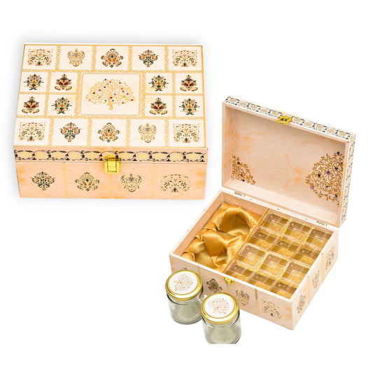 Foil Tree Print Wooden Premium Hamper Box – Elegant Luxury Gift Packaging | Grownex Packaging | wooden box