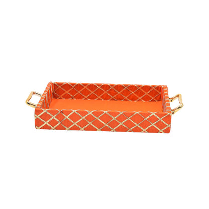 Traditional Orange Square Lace Hamper Tray