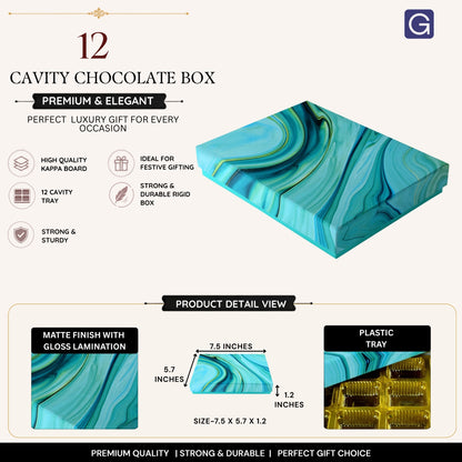 Marble Blue 12 Cavity Chocolate Box