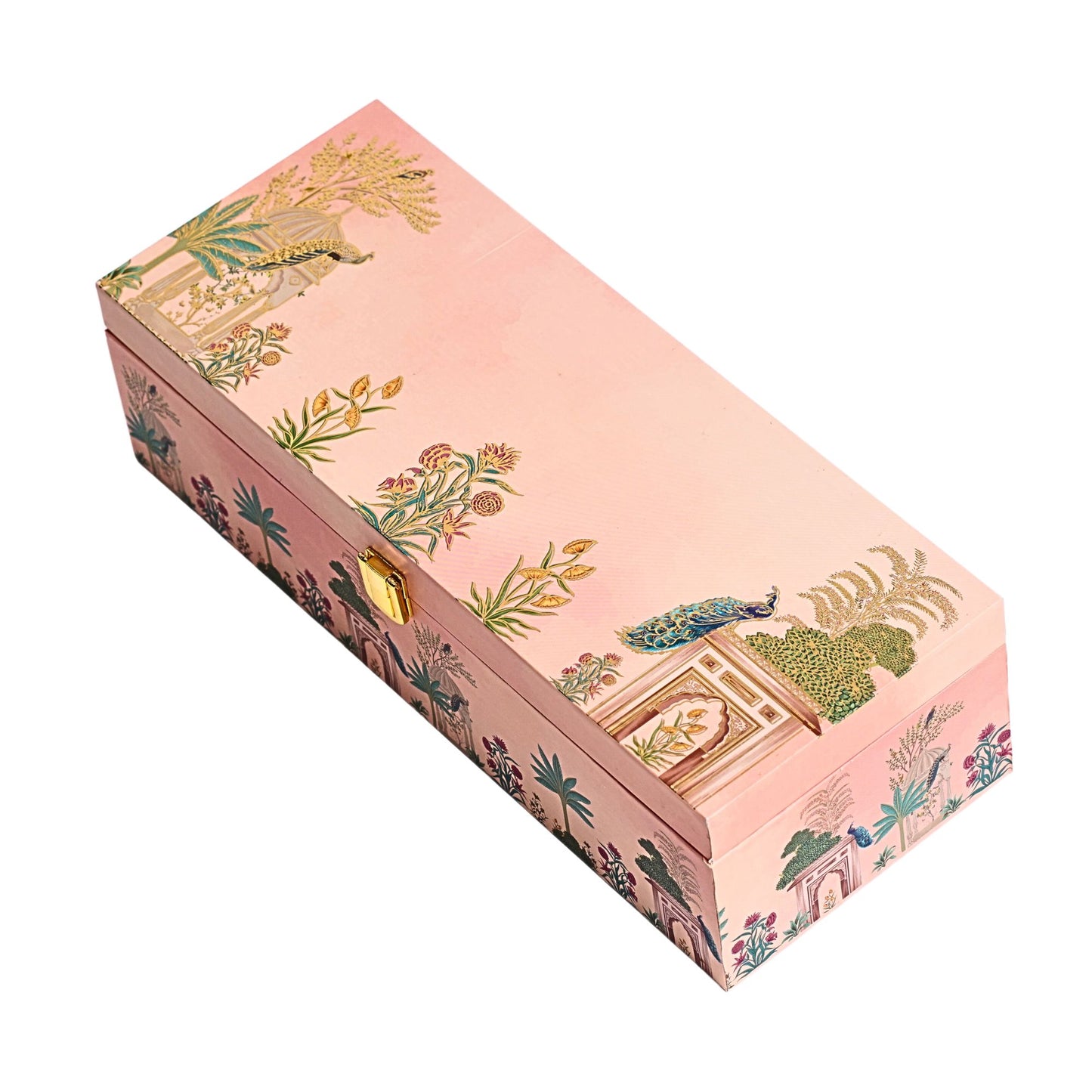 3 Jar Pink Peacock Wooden Gift Box | Grownex Packaging | wooden box