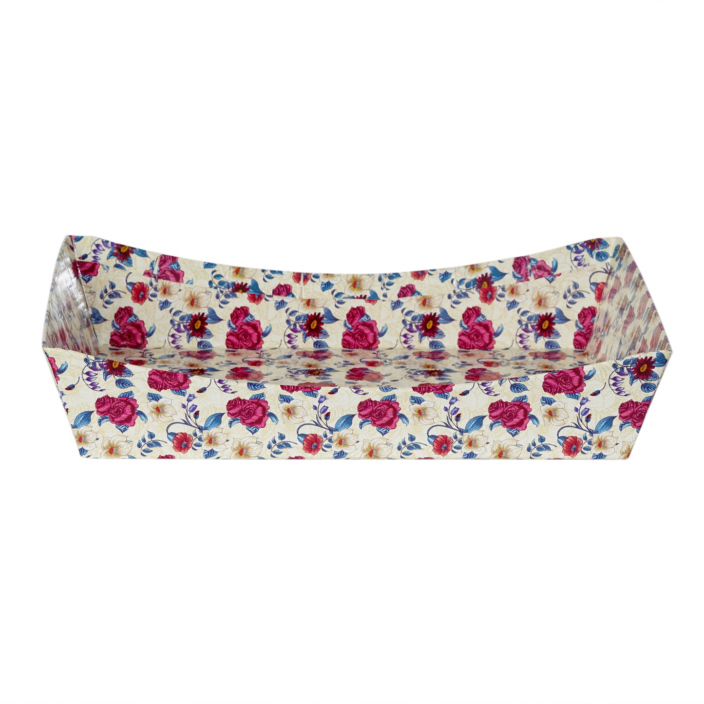 Boat Shape Floral Print Basket - Large - 13x10x2.5 Inches