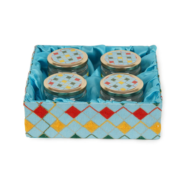 4 Jar Sky Blue Open Tray | Grownex Packaging | Basket & Tray
