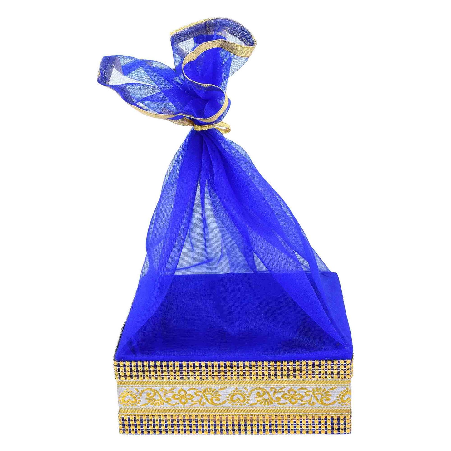 Decorative Royal Blue Gift Basket with Lace | Wedding & Return Gift Packaging