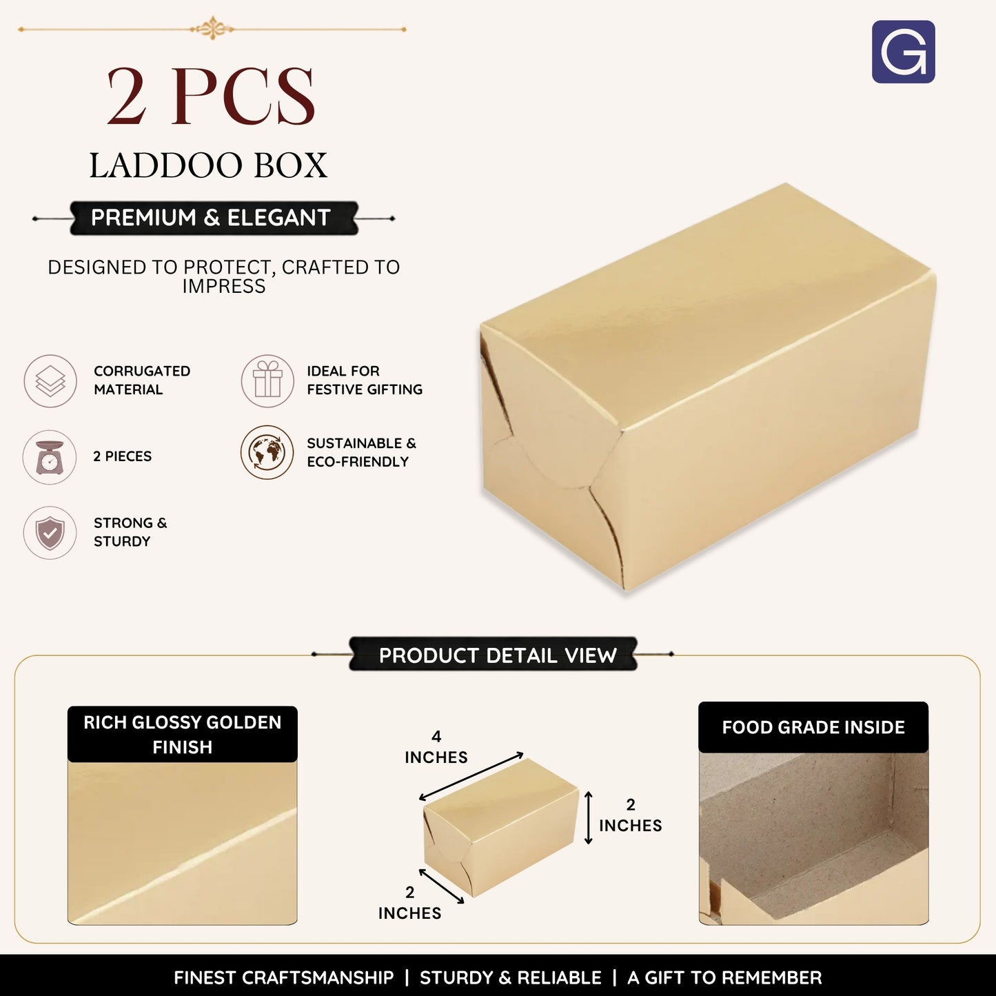 2 Pcs Sweet Gift Box | Modak & Laddoo Box for Ganesh Chaturthi