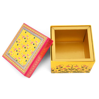 Floral Yellow Laddoo and Sweet Box 1 piece