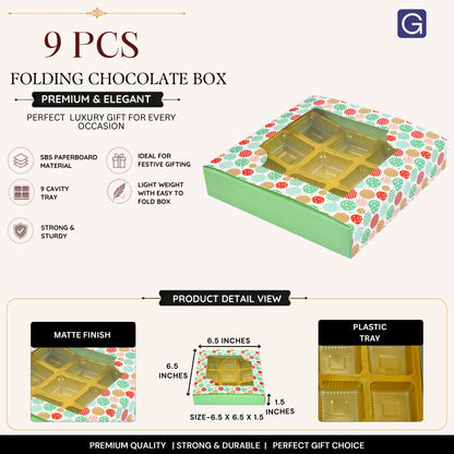 Floral Green 9 Cavity Folding Chocolate Box