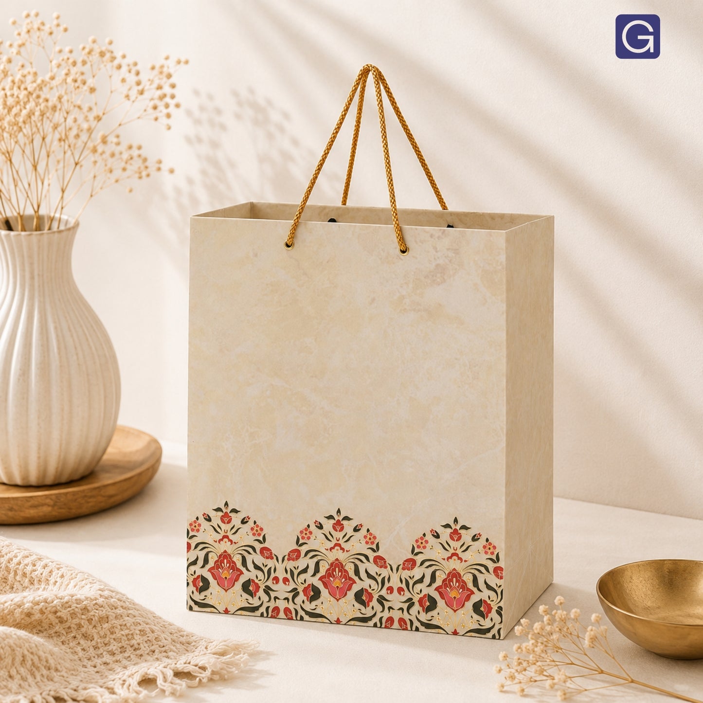 Foil Print Garment Paper Bag 15.5x3.75x13.5 Inch | Wide Fashion Retail & Clothing Brand Packaging