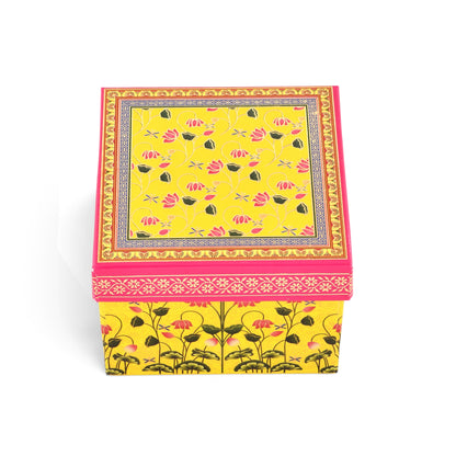 Floral Yellow Laddoo and Sweet Box 1 piece