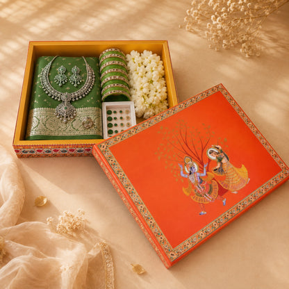 Anand Leela Theme Foil Print Hamper Box | Wedding Trousseau & Festive Gifting
