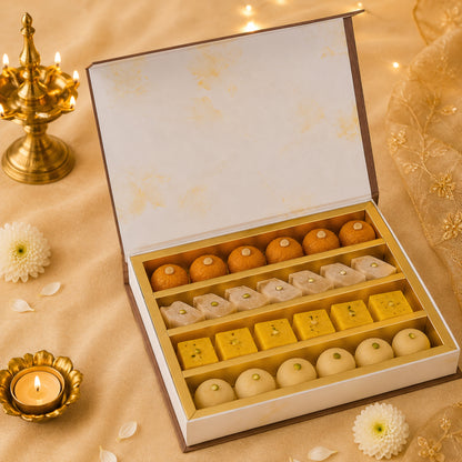 Ganesh Chaturthi Modak Gift Box | Premium Designer Floral Mosaic Ganesha Sweet Box