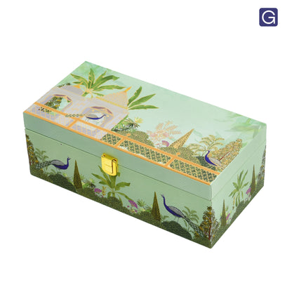 Green Garden Theme Wooden Gift Box with 2 Jars | Premium Dry Fruit Box