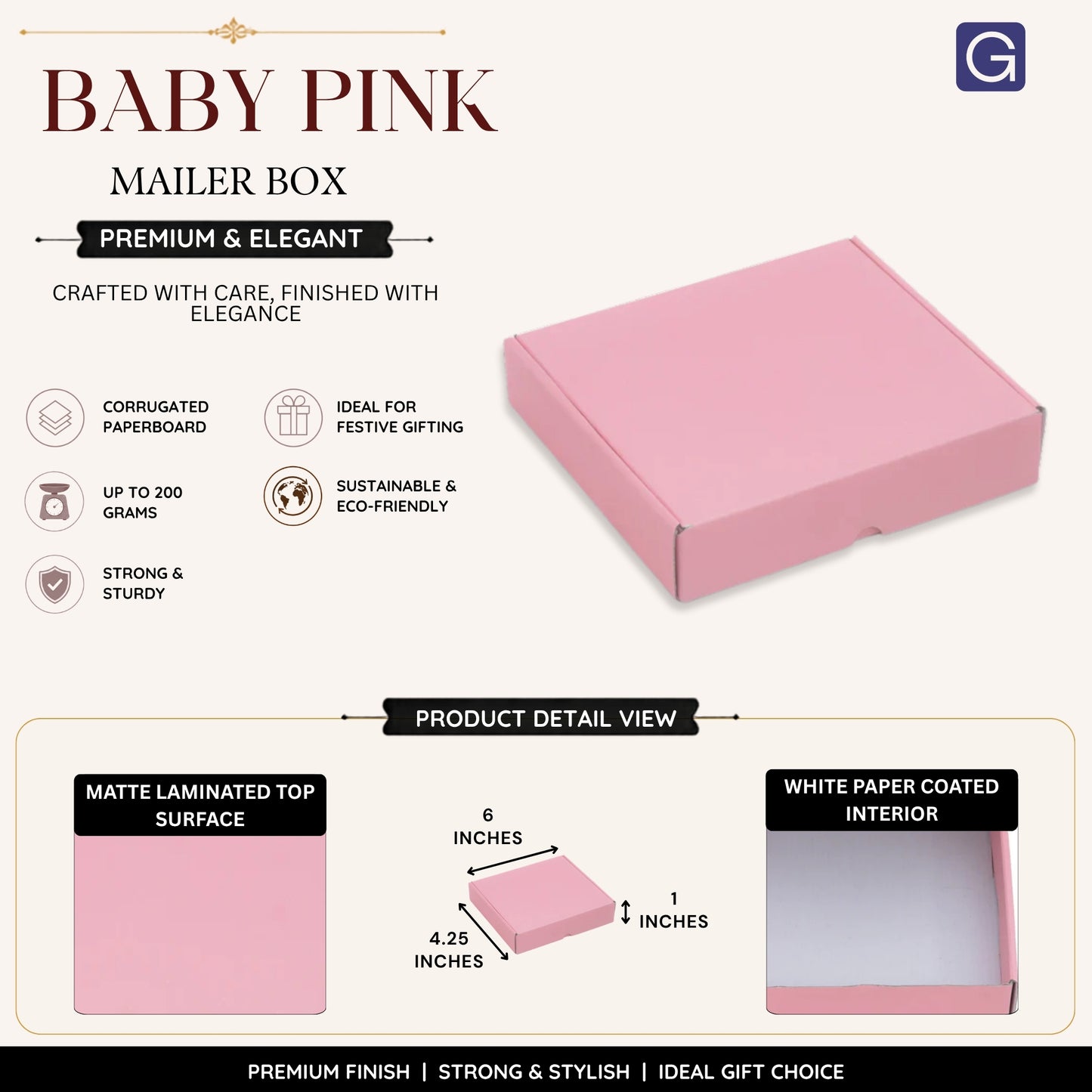 6x4.25x1 Inch Baby Pink Mailer Box | Gift Packaging Box