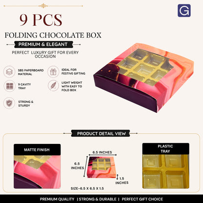 Red Marble 9 Cavity Folding Chocolate Box