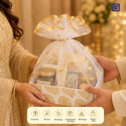 Royal White Gift Basket | for Wedding & Corporate Gifting