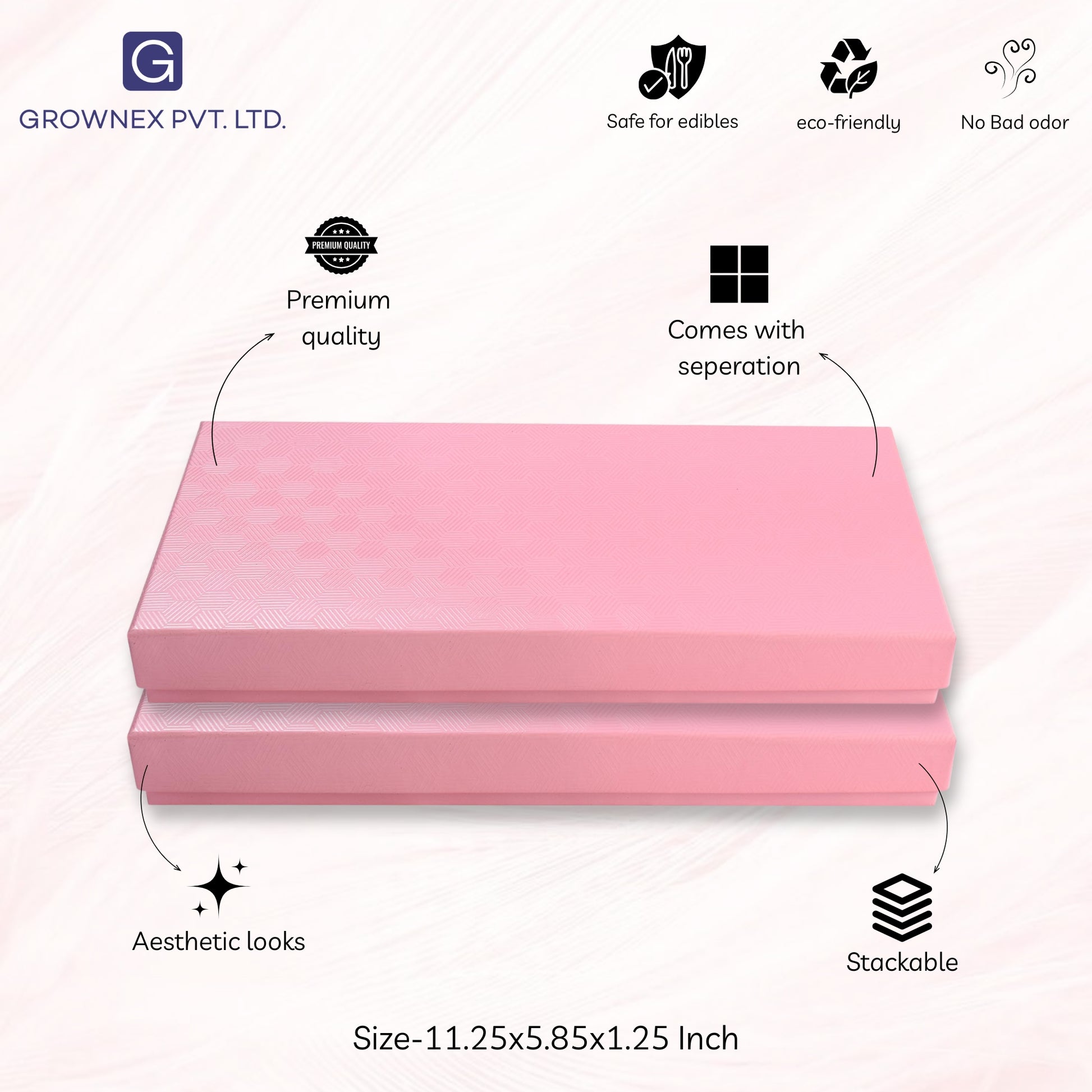 18 Pcs Cavity Chocolate Box - Baby Pink | Grownex Packaging | Chocolate Box
