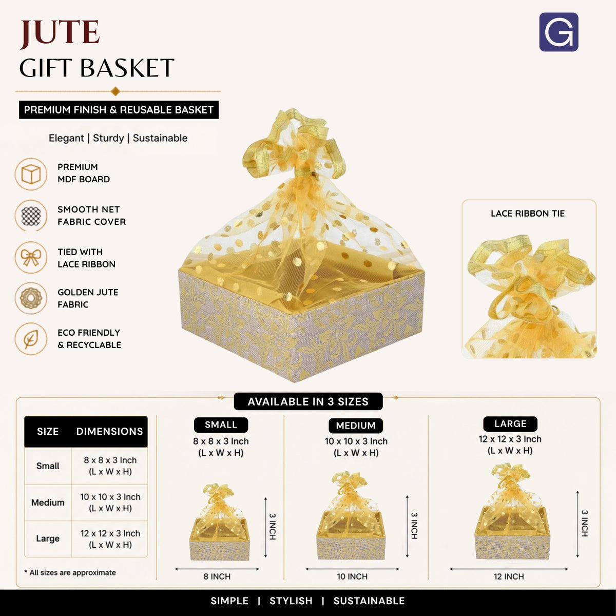 Golden Jute Gift Basket | Festive & Corporate Gifting Basket