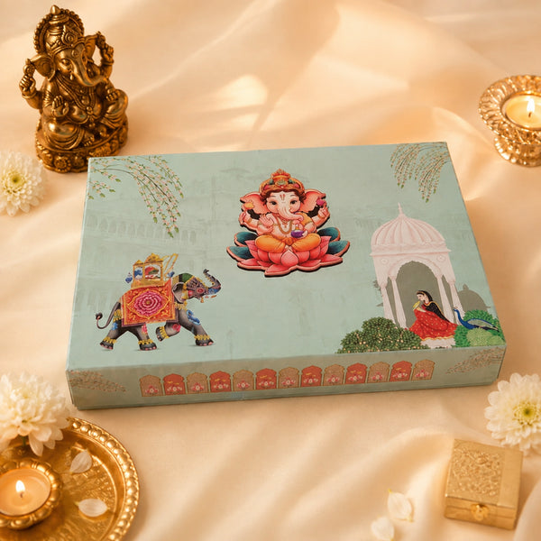 Rajasthani Traditional Ganesha Gift Box | Elephant & Palace Design Premium Sweet Box