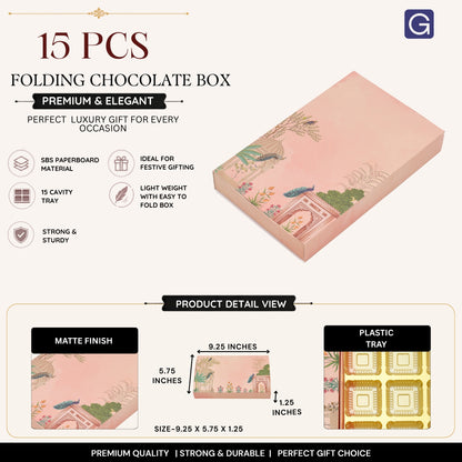 Pink Peacock 15 Cavity Folding Chocolate Box