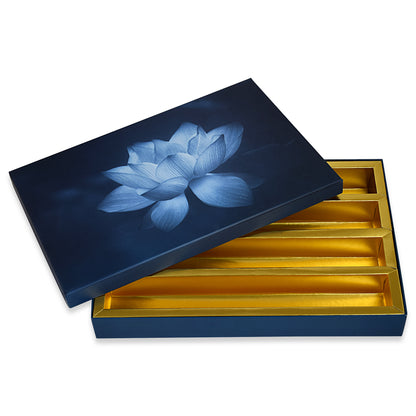 Blue Lotus Gifting Box with 4 Compartments – Festive Dry Fruit & Sweet Box | Grownex Packaging | Sweet Box
