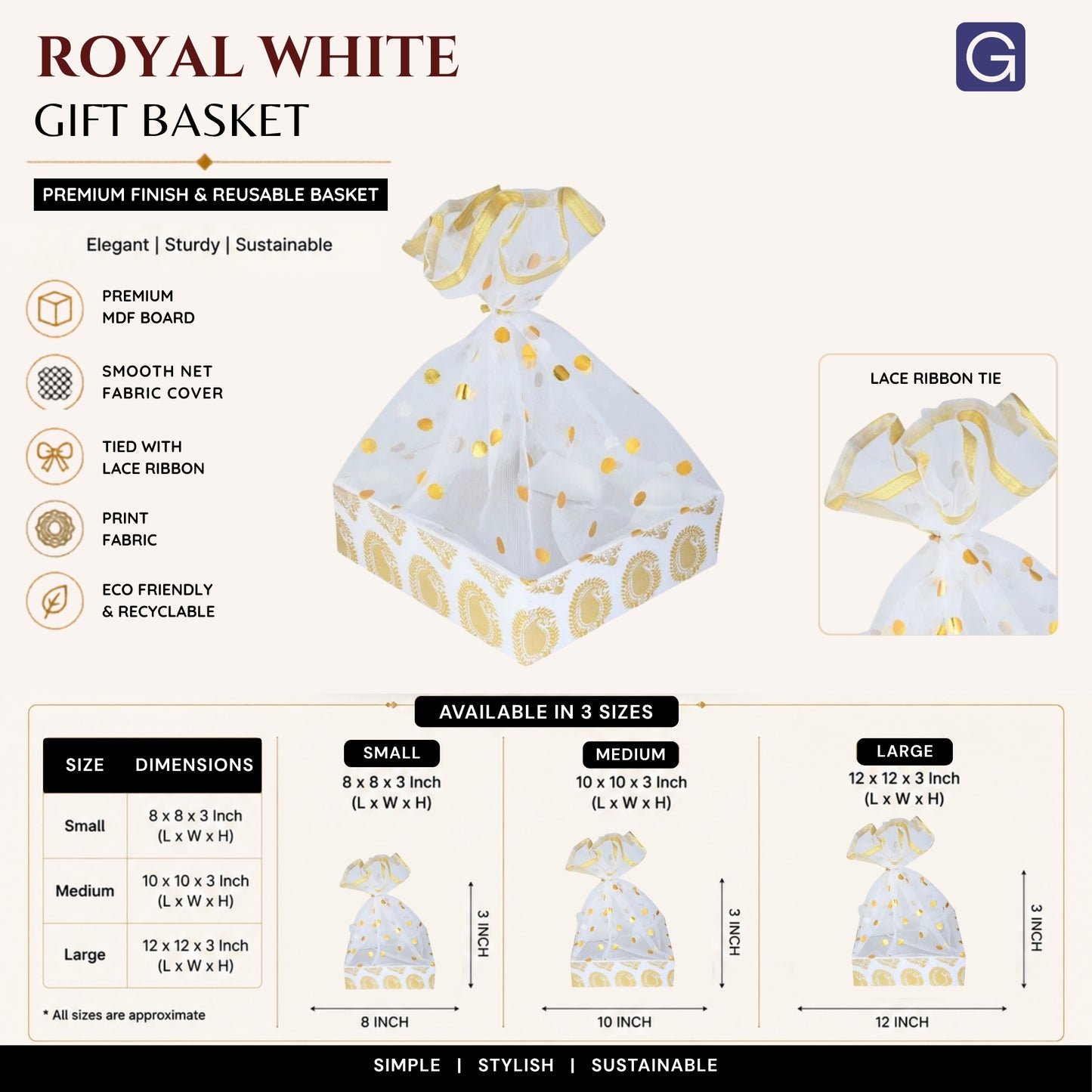 Royal White Gift Basket | for Wedding & Corporate Gifting