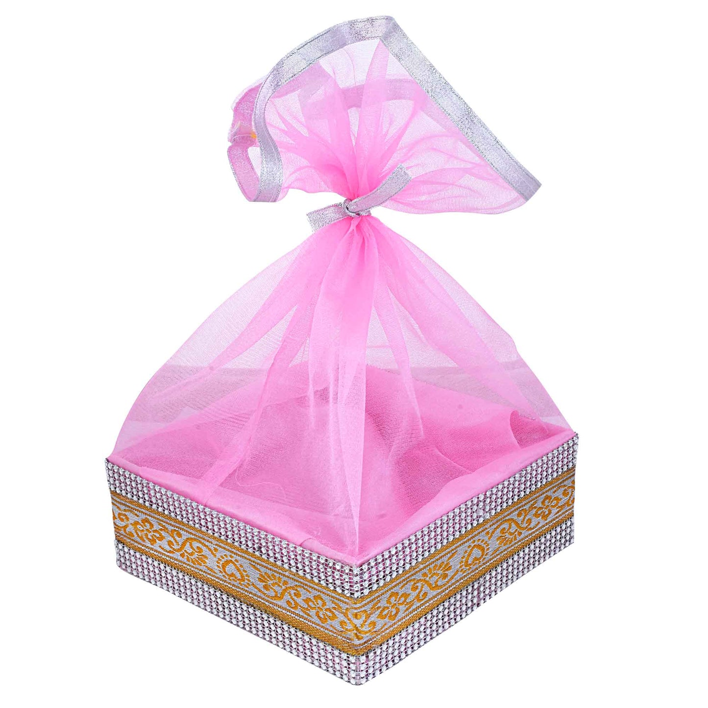 Baby Pink Gift Basket with Lace | Wedding & Return Gift Packaging