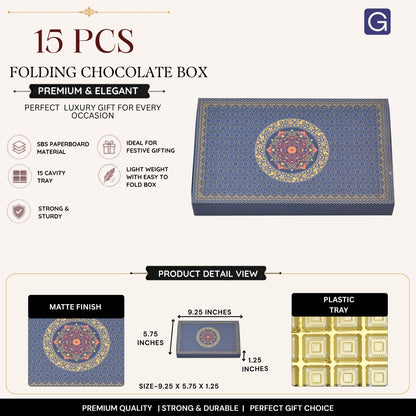 Blue Foil 15 Cavity Folding Chocolate Box