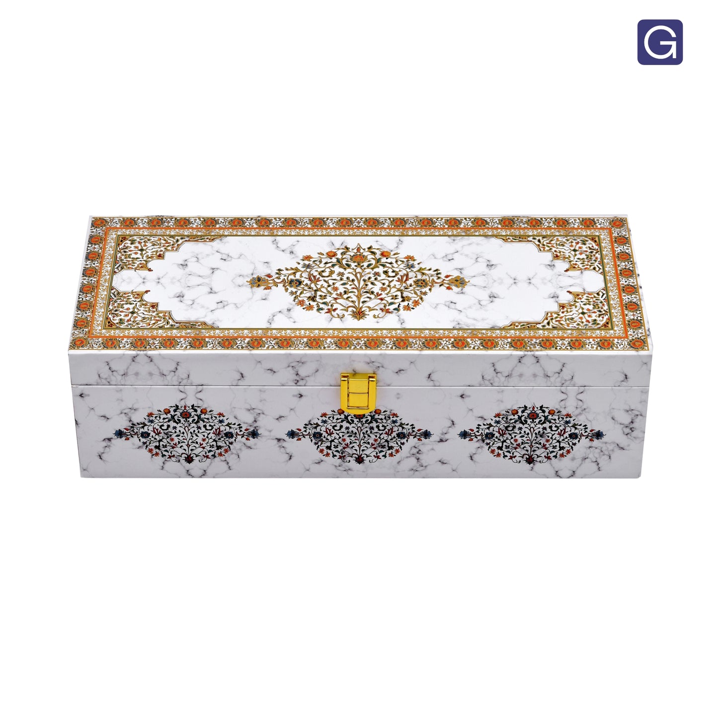 White Marble Wooden Hamper Box with 3 Jars | Corporate & Festive Gifting