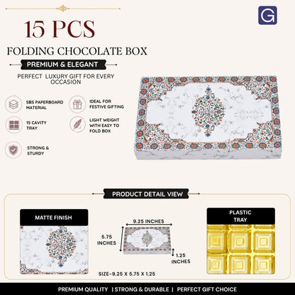 White Marble 15 Cavity Folding Chocolate Box