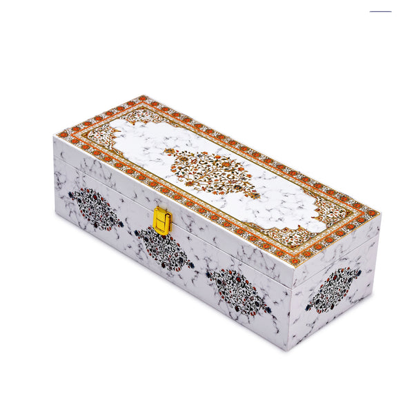 White Marble Diwali Hamper Box - Open Box View