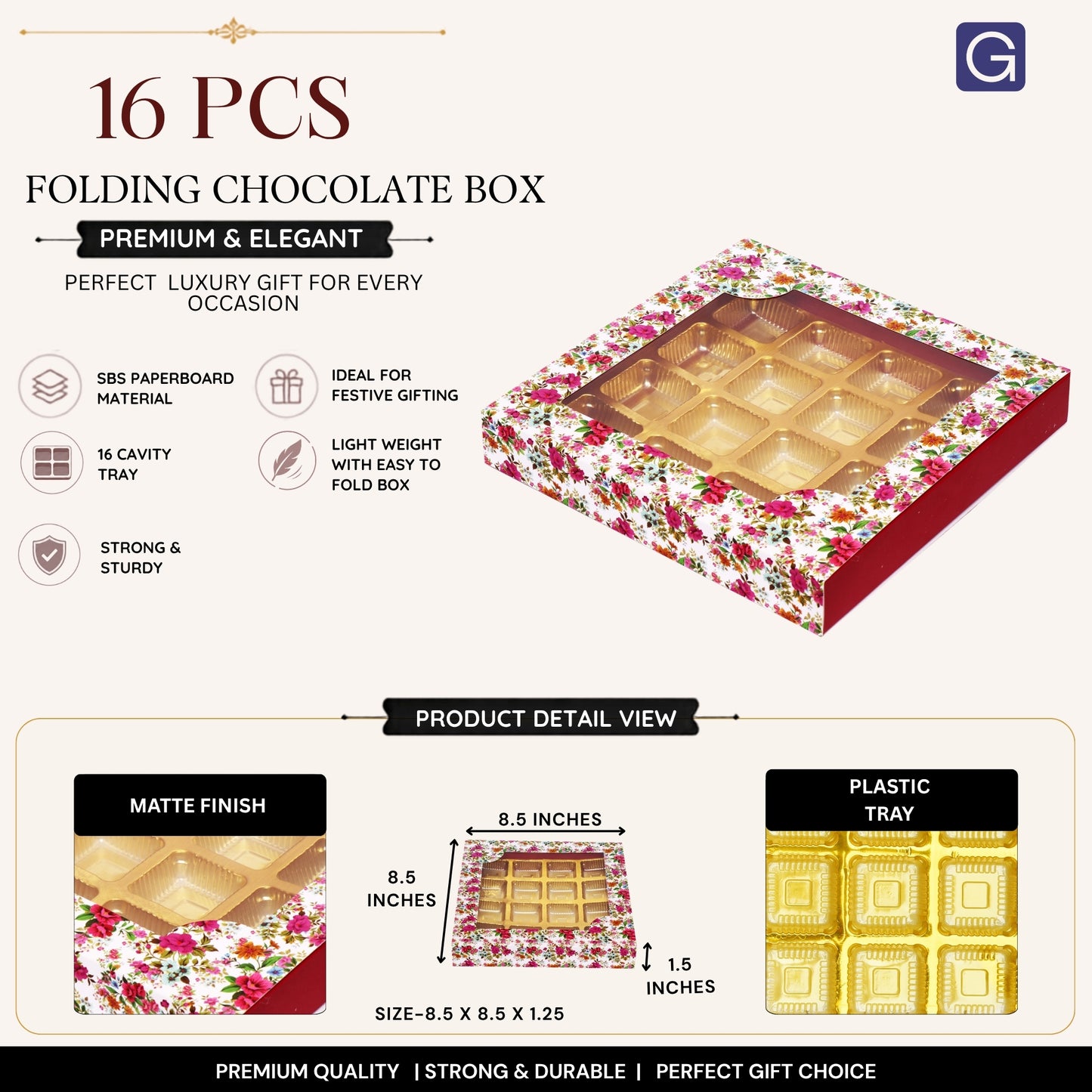 Floral Red 16 Cavity Folding Chocolate Box