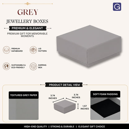 Grey Lid Earring Gift Box | 9.5x9.5x4 cm