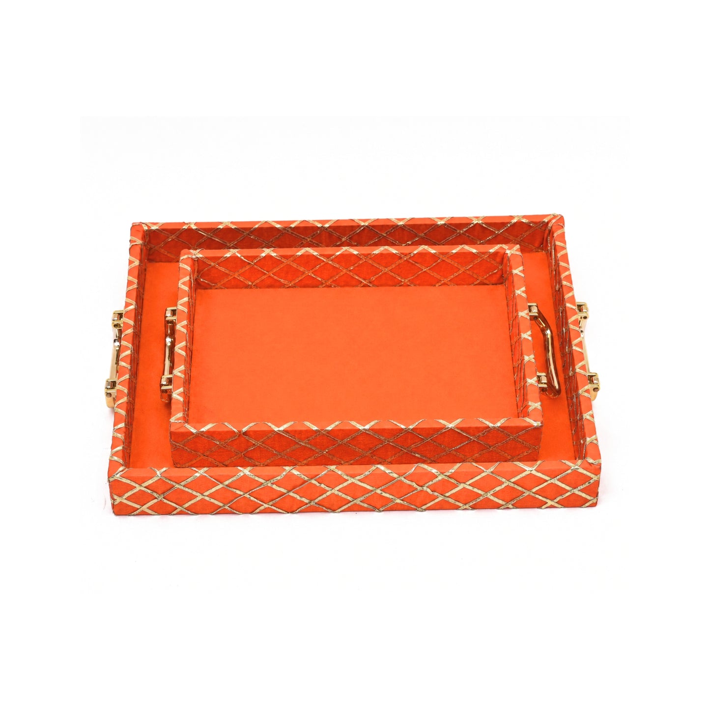 Traditional Orange Square Lace Hamper Tray