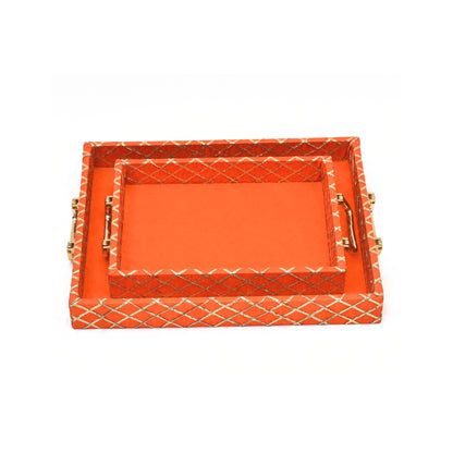 Traditional Orange Square Lace Hamper Tray