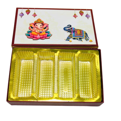Designer Ganesha Sweet Box with Elephant Print – Festive Gift Packaging | Grownex Packaging | Sweet Box